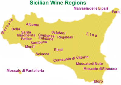 Sicilian wine regions.