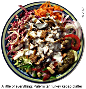 Palermitan kebab platter 
with yogurt sauce.